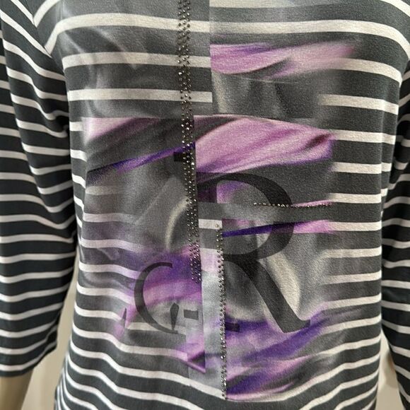 RABE STRIPE THREE-QUARTER SLEEVE T-SHIRT. - Picture 3 of 8